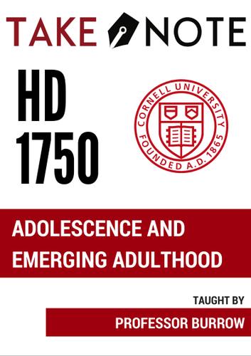Cover image for TakeNote HD 1170 Adolescence and Emerging Adulthood